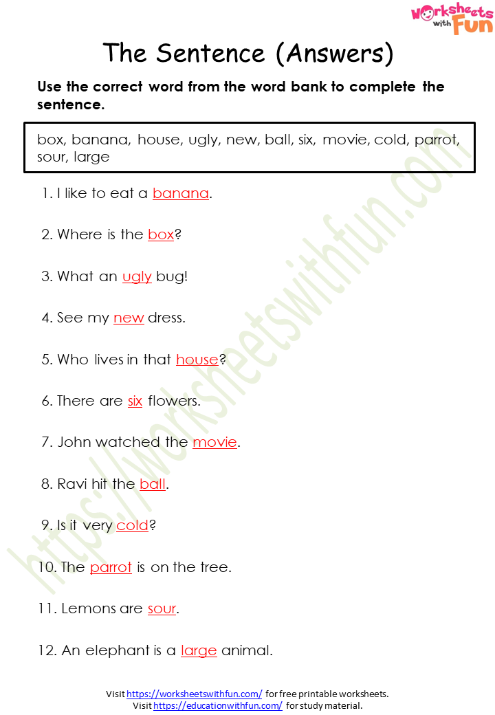english-class-1-the-sentence-worksheet-2-answers